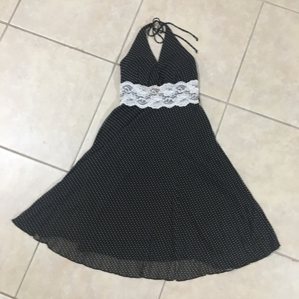 XOXO Polcadot Halter Lace V neck